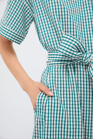 Green Gingham Seersucker Zacara Dress