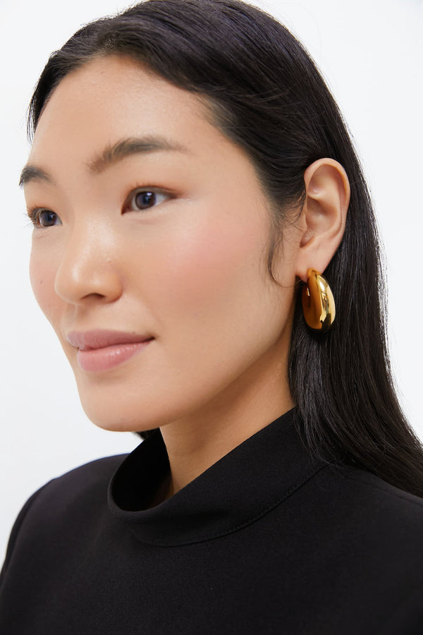 Gold Bean Hoop Earrings