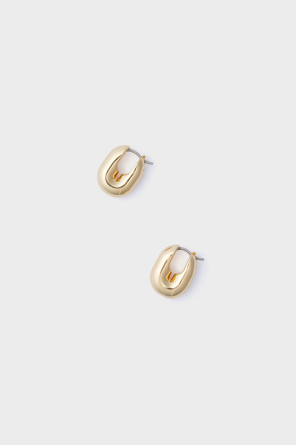 Gold Puffy U-Link Earrings