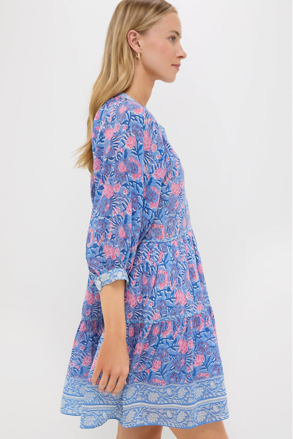 Blue Pink Printed Clara Mini Dress