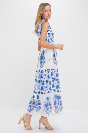Marion Blue Sleeveless Smocked Maxi Dress