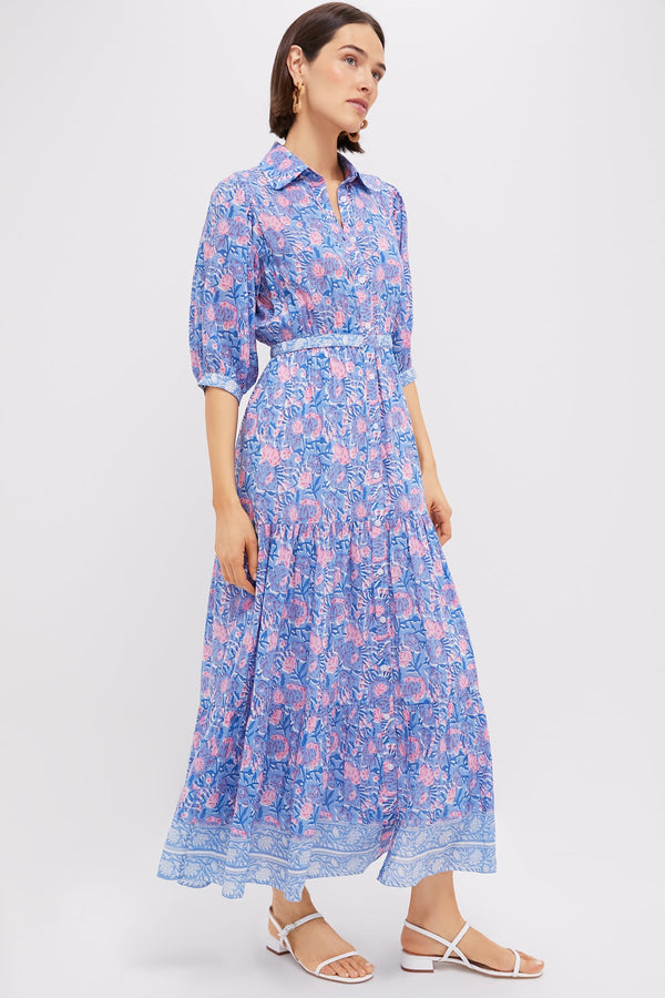 Blue Pink Printed Blair Maxi Dress