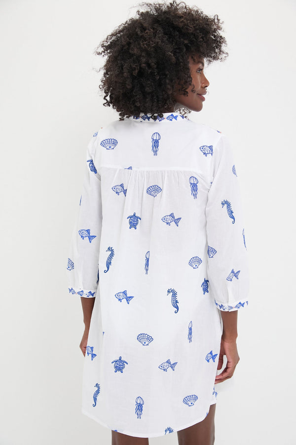 White Seaworld Embroidered Lily Dress