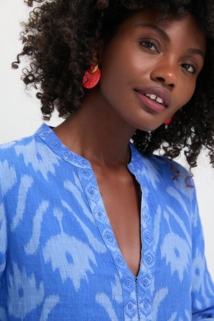 Ikat Blue Sapphire Long Kaftan