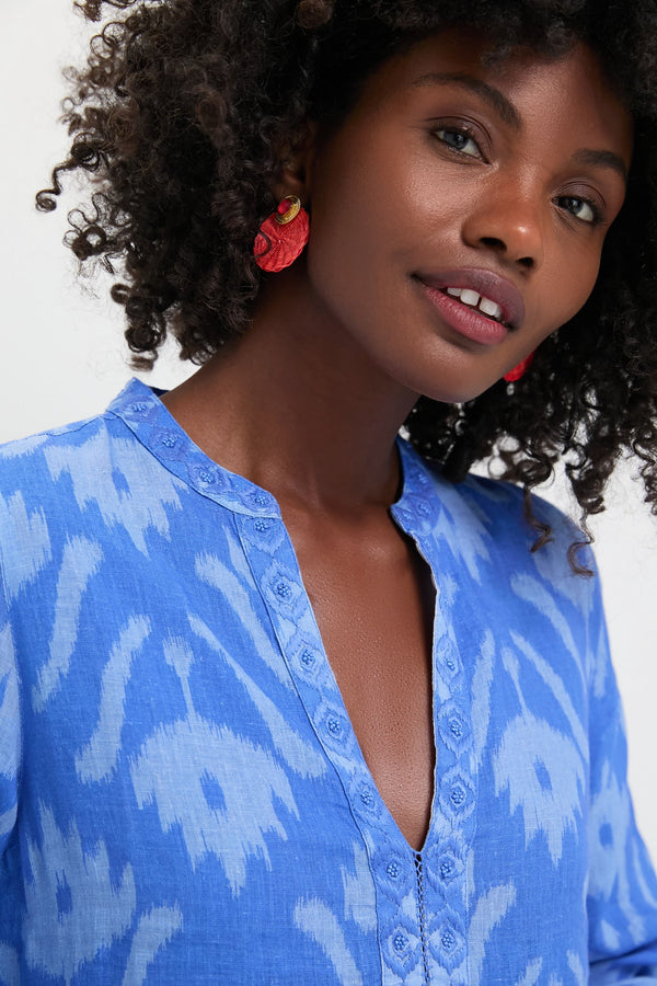 Ikat Blue Sapphire Long Kaftan