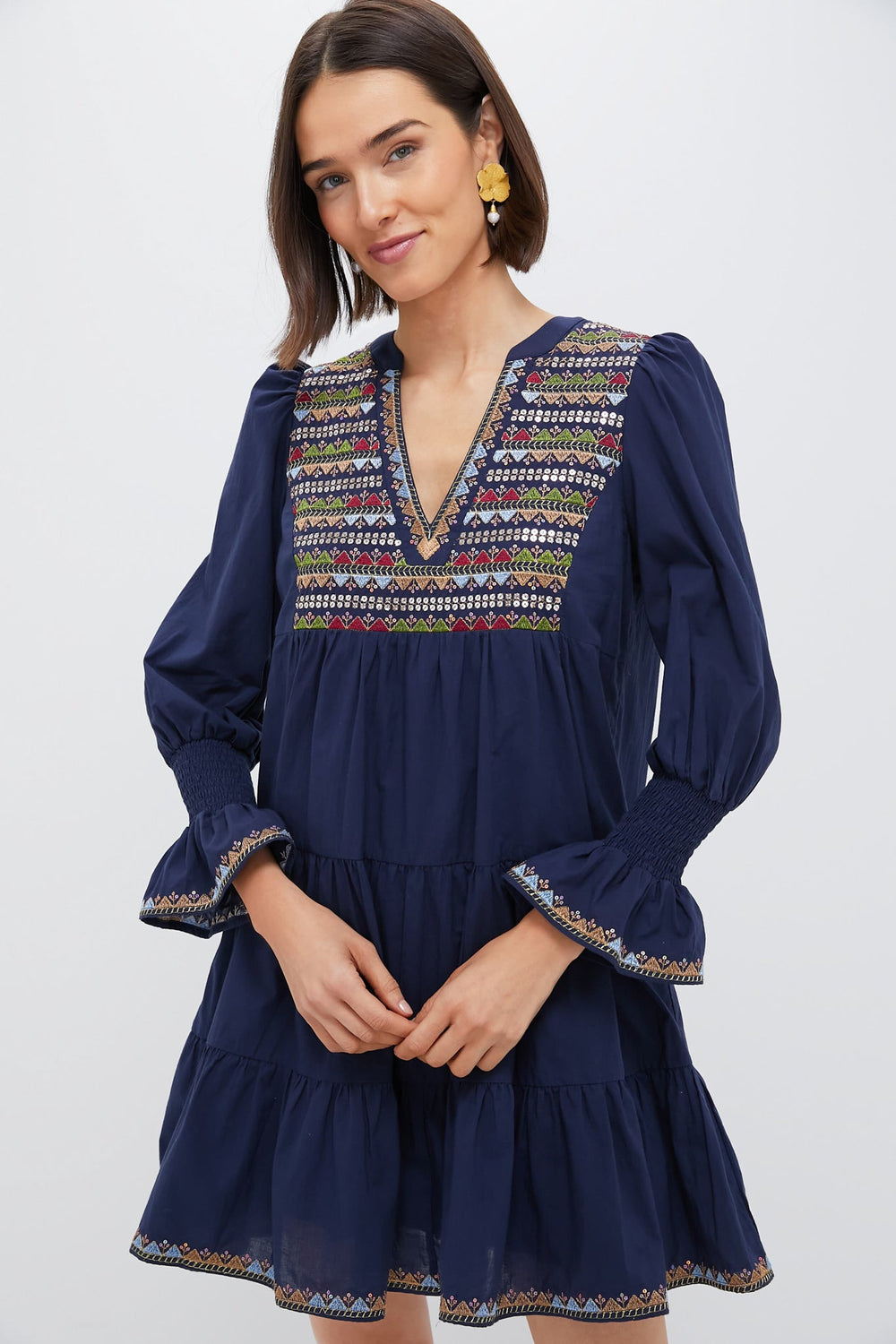 Navy Embroidered Kenzo Dress