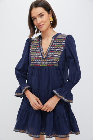 Navy Embroidered Kenzo Dress