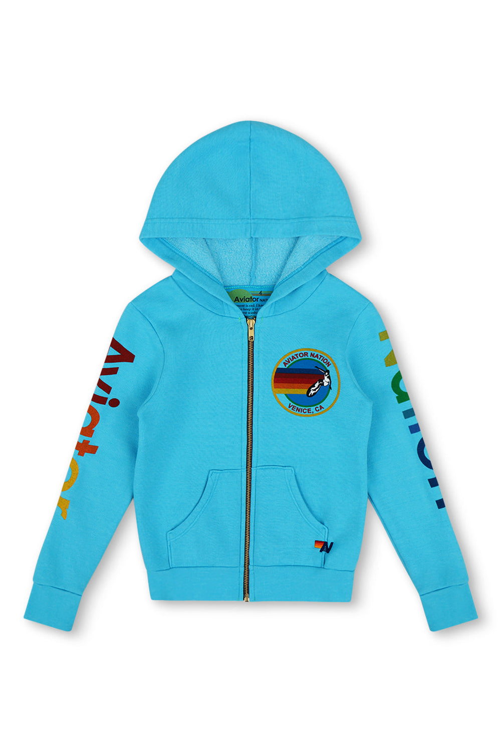KID'S AVIATOR NATION ZIP HOODIE - NEON BLUE