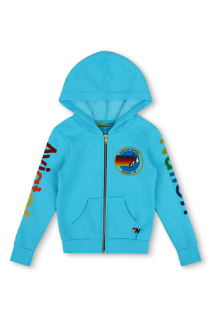 KID'S AVIATOR NATION ZIP HOODIE - NEON BLUE