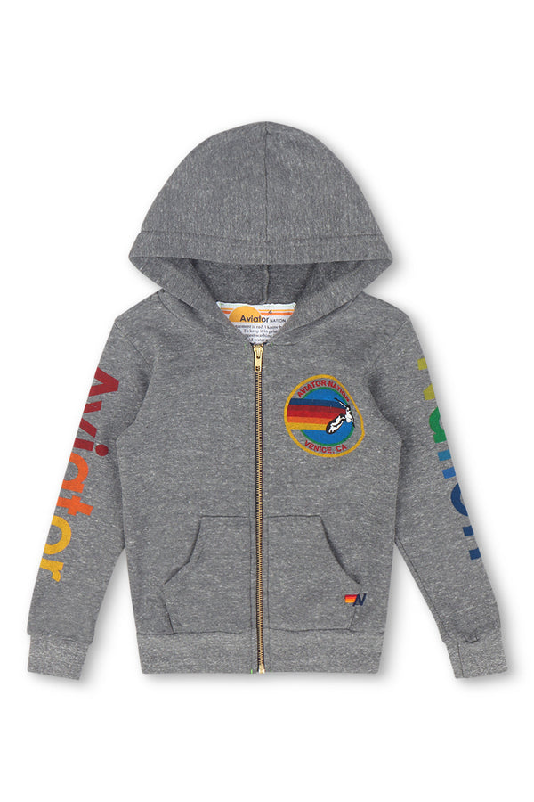 KID'S AVIATOR NATION ZIP HOODIE - HEATHER GREY