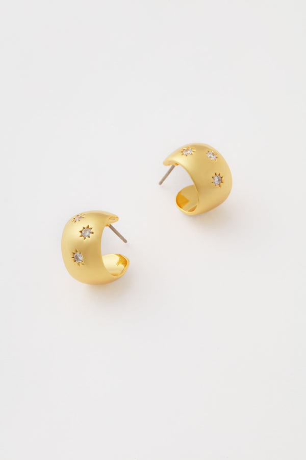 Starry Night Gold Huggie Earrings