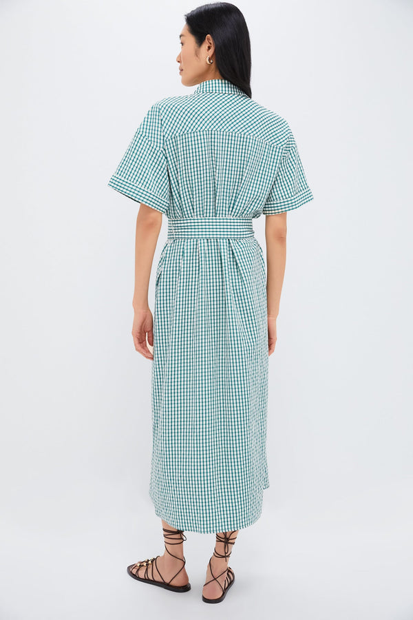 Green Gingham Seersucker Zacara Dress