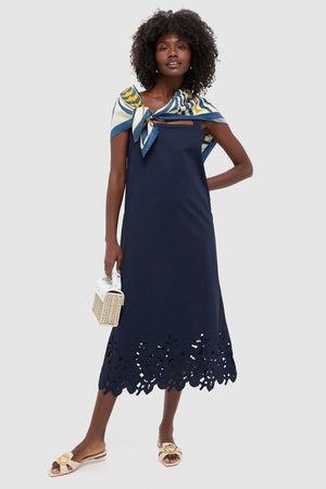 Navy Cotton Eyelet Moria Dress