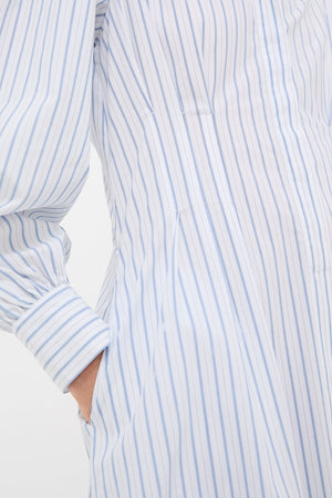 White and Blue Stripe Corinne Dress