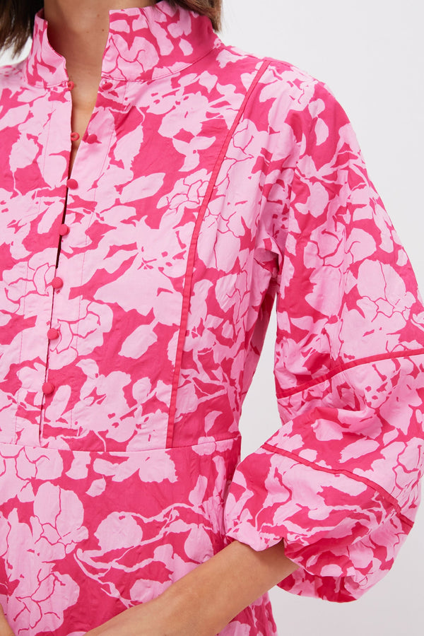 Pink Textured Floral Hillsborough Midi Dress