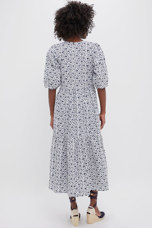 Exclusive Navy Ditsy Print Gaia Dress