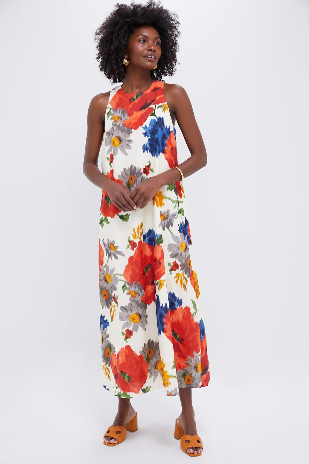 Crimson Poppy Cotton Linen Portia Dress