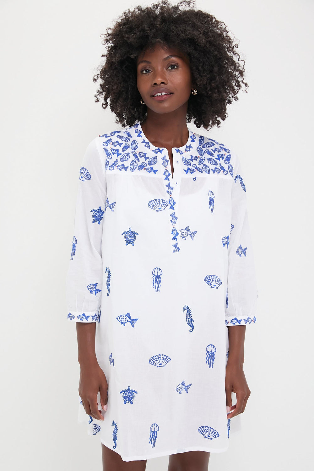 White Seaworld Embroidered Lily Dress