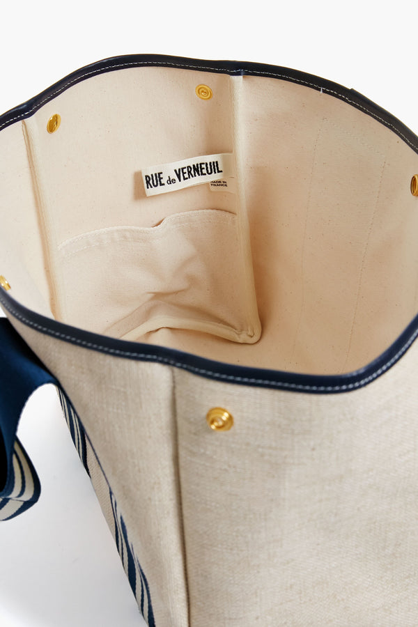 Navy Equestrian Traversee M Linen Tote