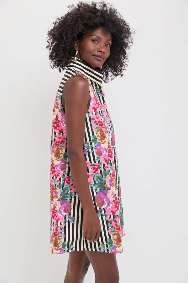 Flowering Trellis Taffeta Sleeveless Charlie Dress