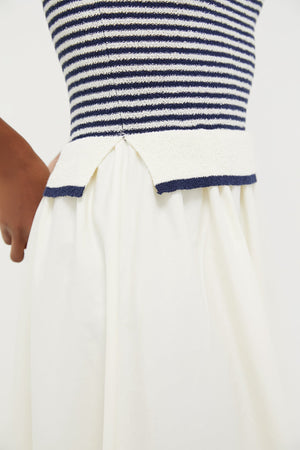 Cream Striped Midi Dress