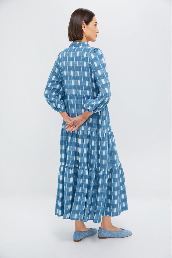 Blue Ikat Mabel Maxi Dress