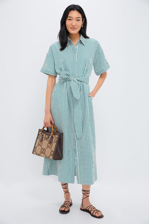Green Gingham Seersucker Zacara Dress