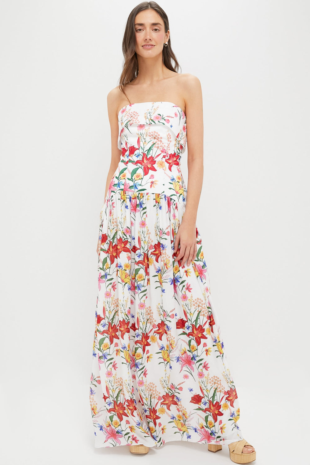 White and Color Floral Meghan Maxi Dress