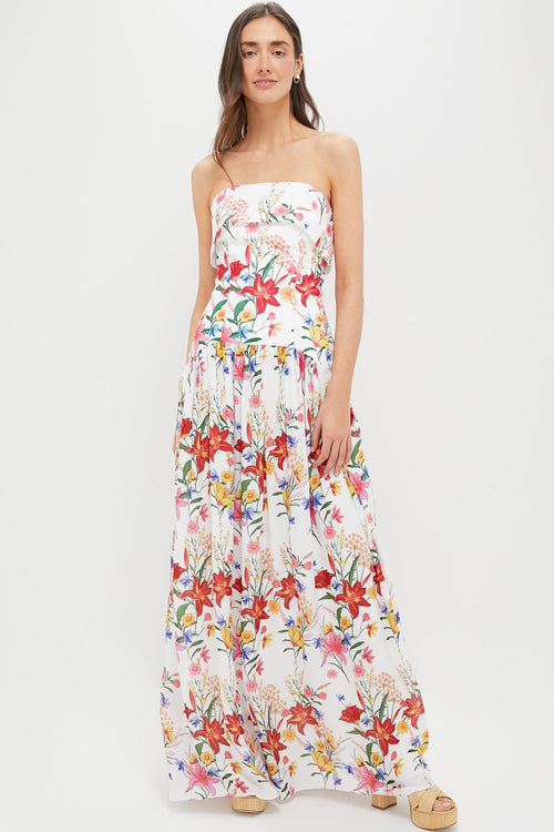 White and Color Floral Meghan Maxi Dress