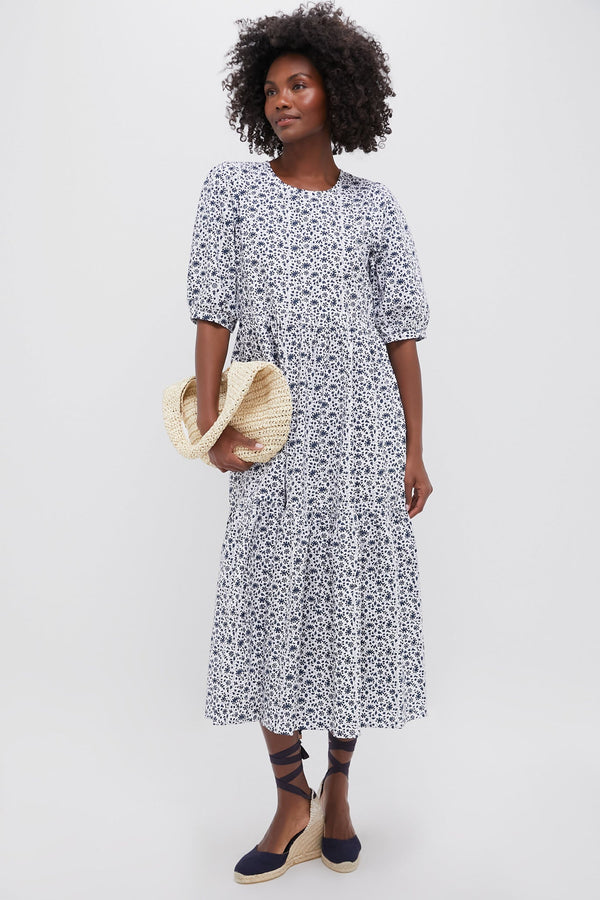 Exclusive Navy Ditsy Print Gaia Dress