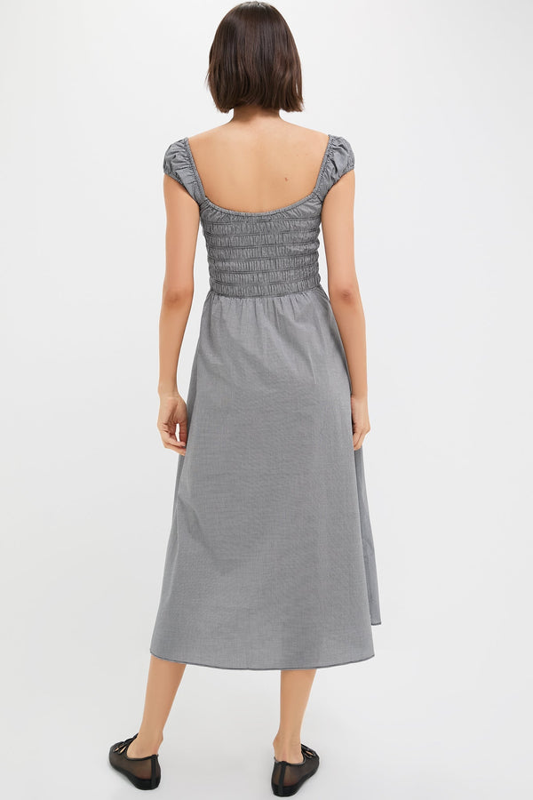 Black Gingham Amelie Midi Dress