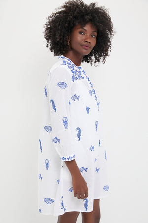 White Seaworld Embroidered Lily Dress
