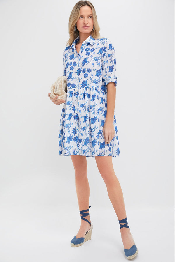 Marion Blue Long Sleeve Shirt Mini Dress