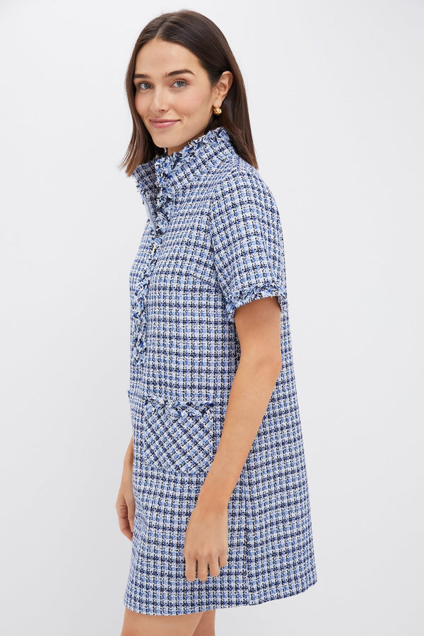 Blue Multi Tweed Ophelia Dress