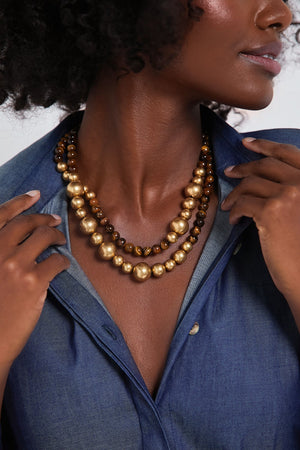 Gold and Tiger's Eye Beaded Necklace