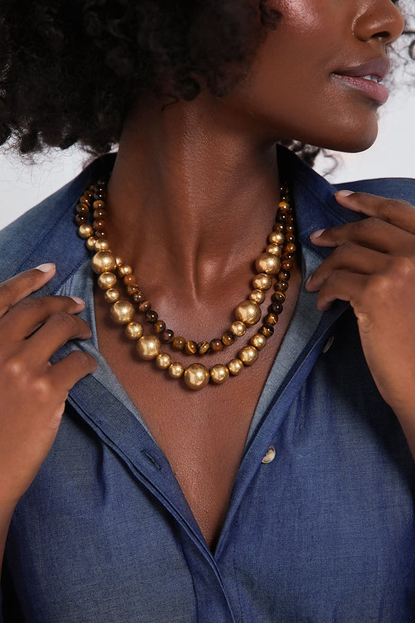 Gold and Tiger's Eye Beaded Necklace