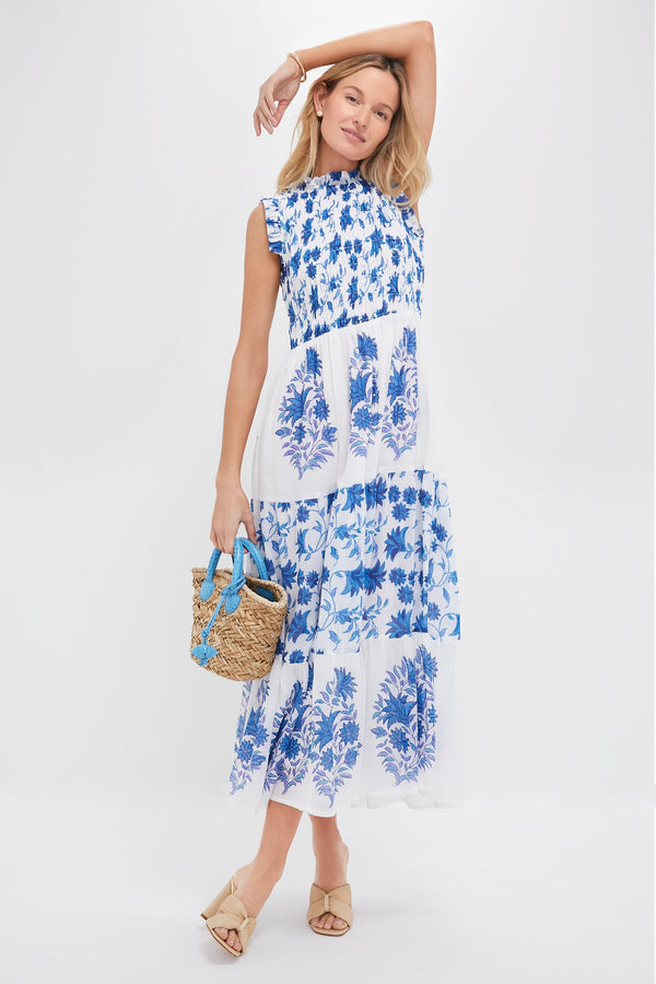 Marion Blue Sleeveless Smocked Maxi Dress