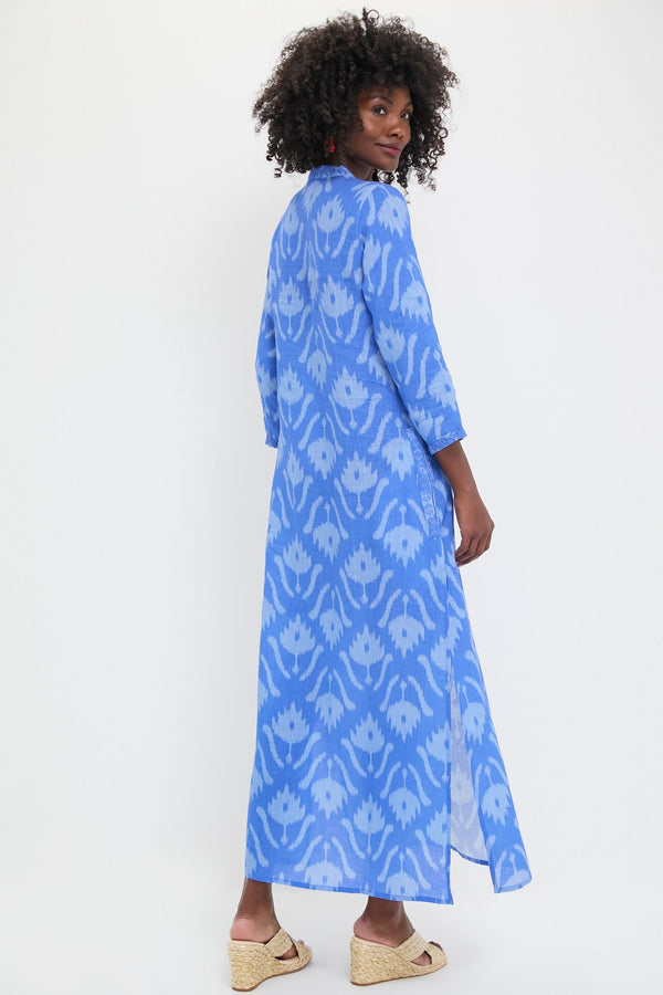 Ikat Blue Sapphire Long Kaftan