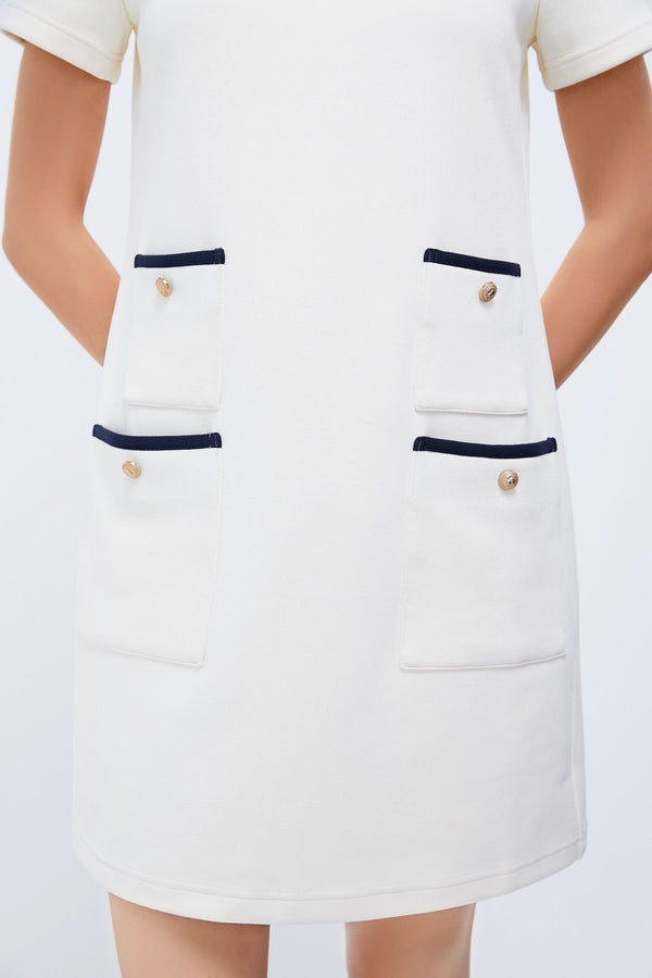 Pearl White Short Sleeve Francoise Dress