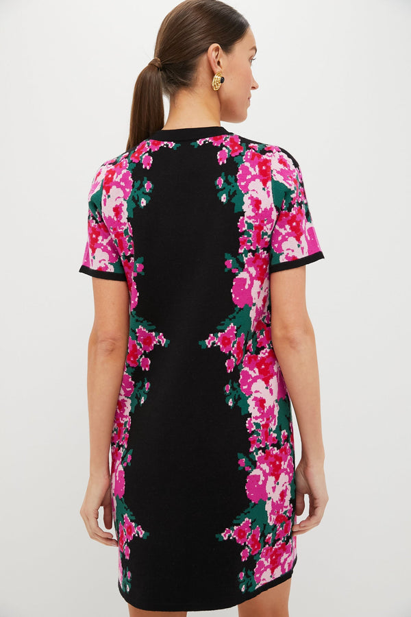 Climbing Roses Knit Jacquard Short Sleeve Marie Dress