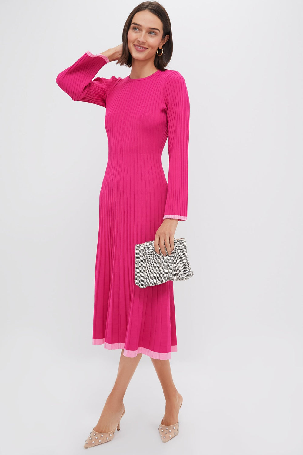 Hot Pink Long Sleeve Kiera Knit Dress
