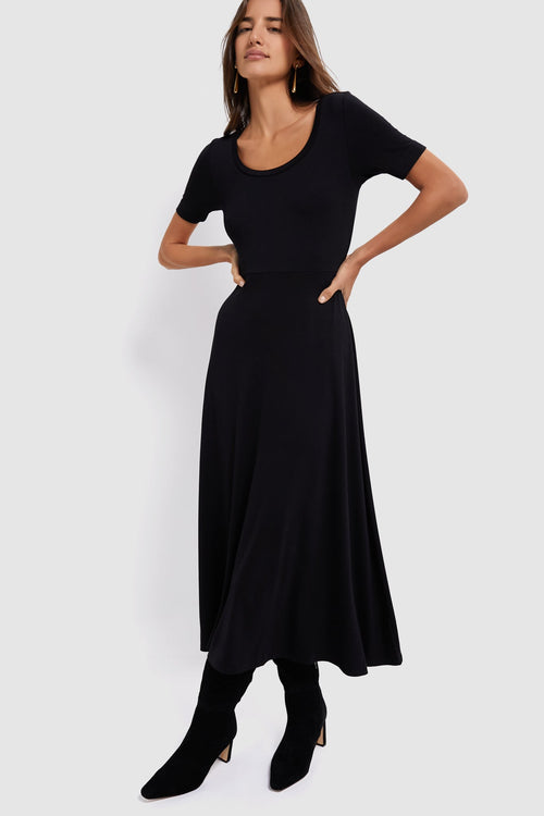 Black Short Sleeve Sara Maxi Dress