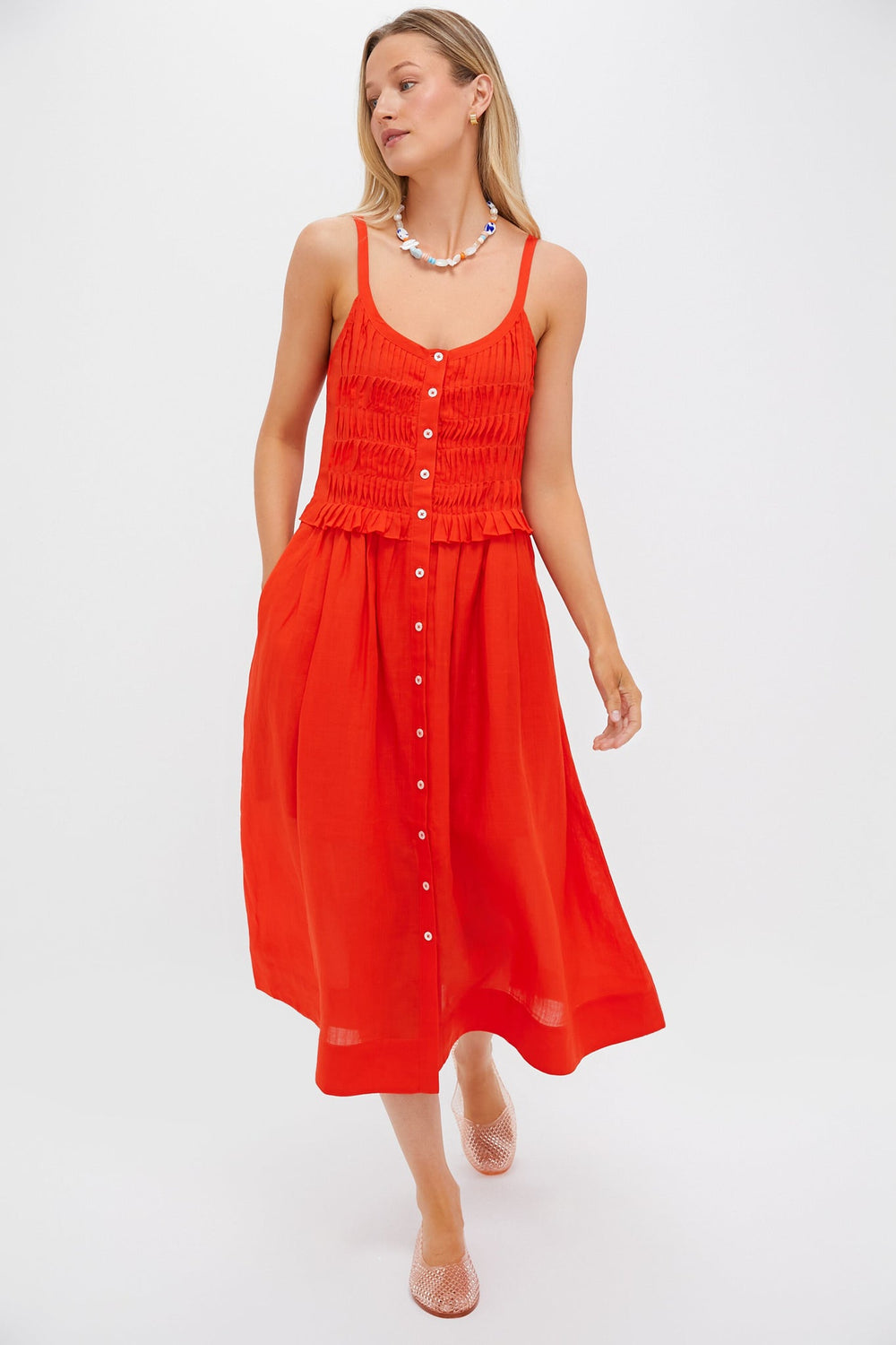 Chili Zora Solid Tank Button Down Dress