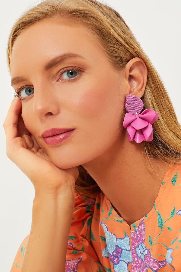 Hot Pink Orchid Earrings