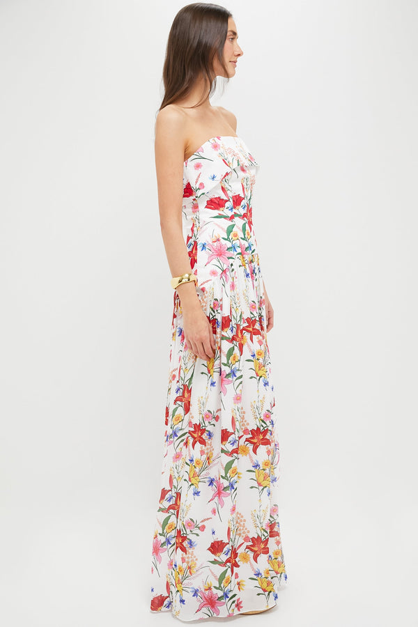 White and Color Floral Meghan Maxi Dress