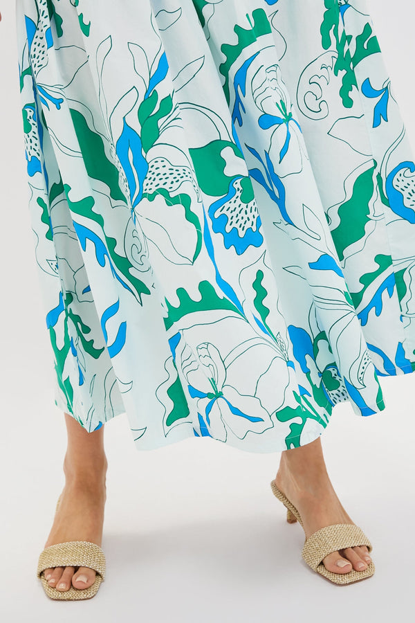 Orchid Green Sleeveless Piped Maxi Dress