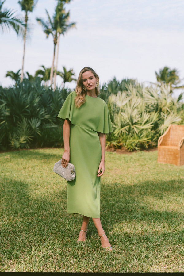 Pistachio Green Cape Leah Dress