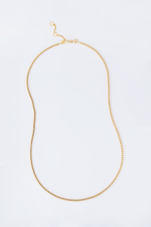 Gold Thin Box Chain Necklace
