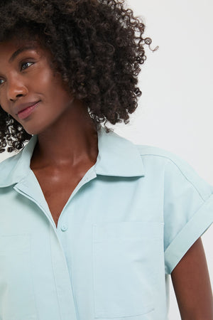 Light Blue Structured Cotton Corey Dress