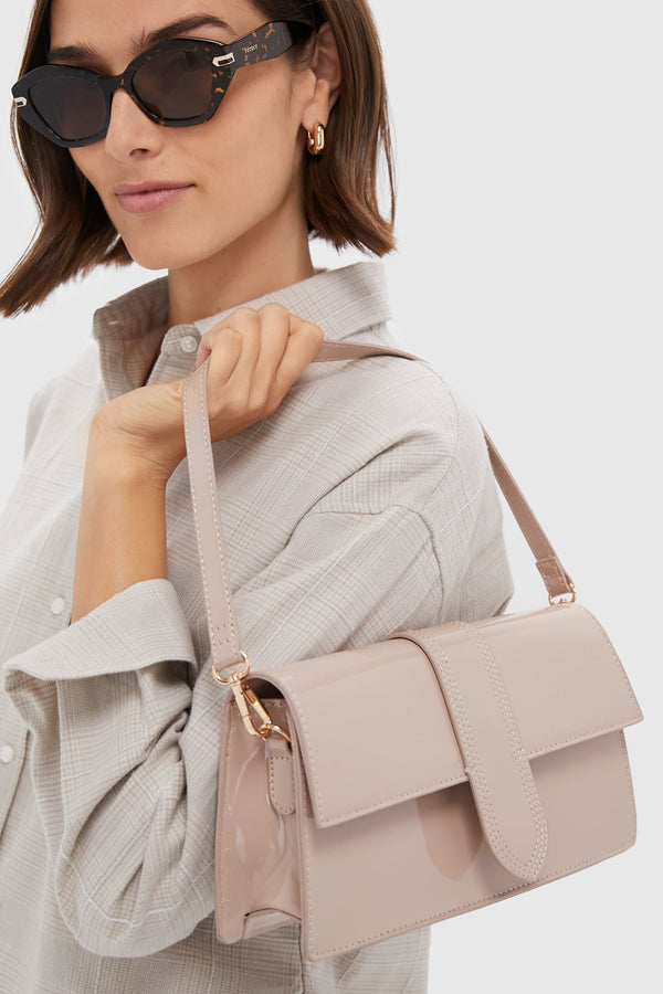 Natural Violet Patent Bag